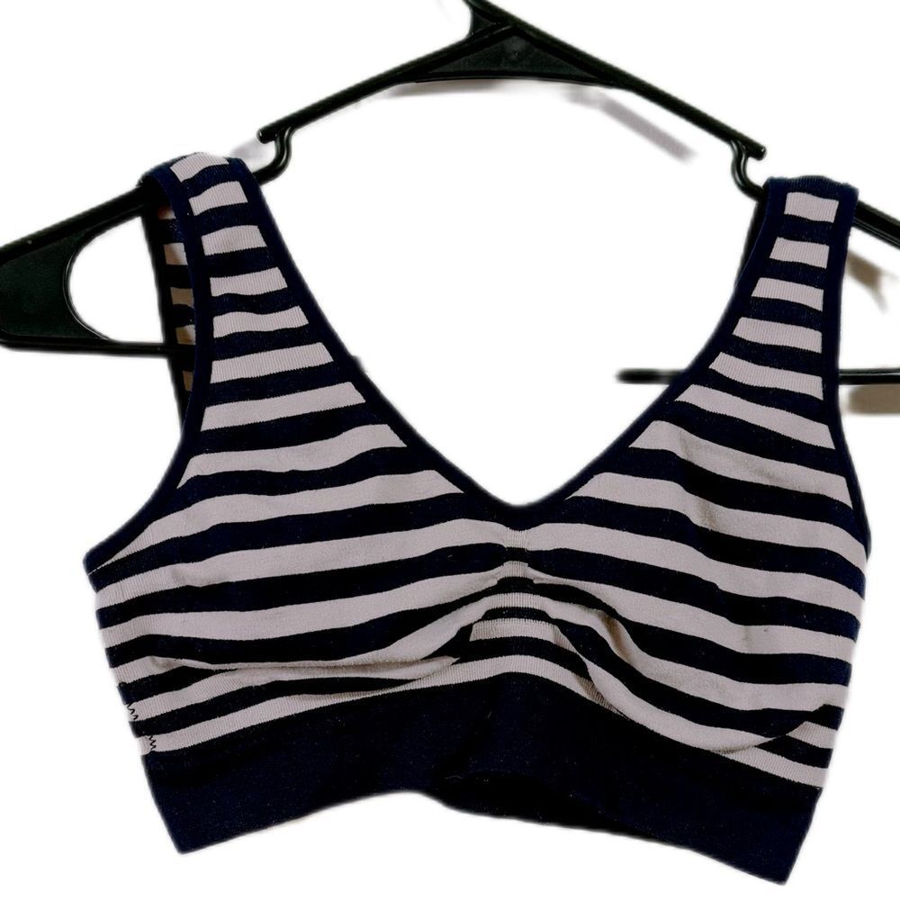 Striped Navy Blue and White Bra